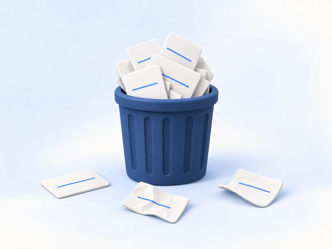 A bin overflowing with business cards.